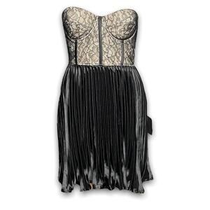 NWT Lulus Ideal Romance Black Lace Bustier Strapless Mini Dress Size Extra Small